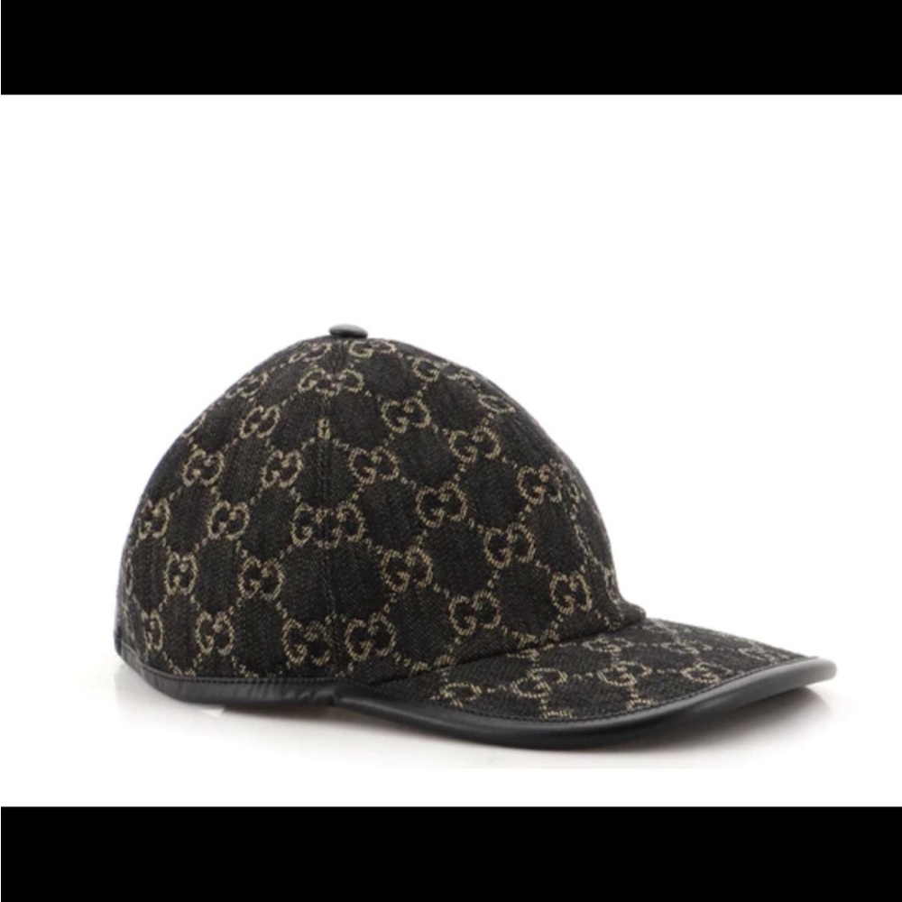 Gucci Baseball Cap Denim With Leather View 2